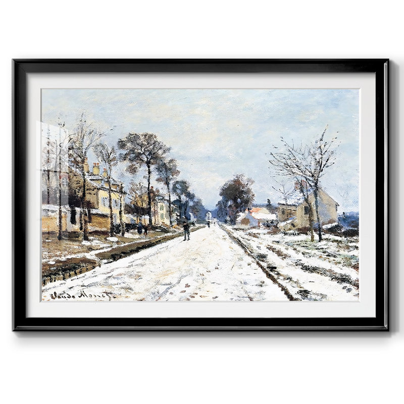 «Snow Effect, The Road To Louveciennes», reproduction d'art encadrée, Noir, H 30 po x l 44 po x P 1,5 po