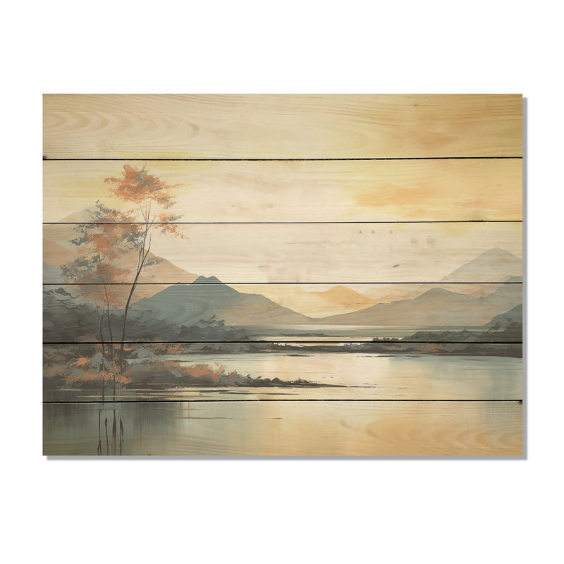 River River In Minimal Canada - Art montagnard sur bois de pin naturel, H 10 po x l 20 po