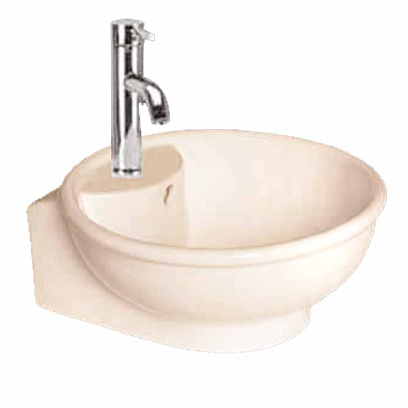 Lavabo de salle de bain circulaire en porcelaine vitreuse avec trop-plein counter