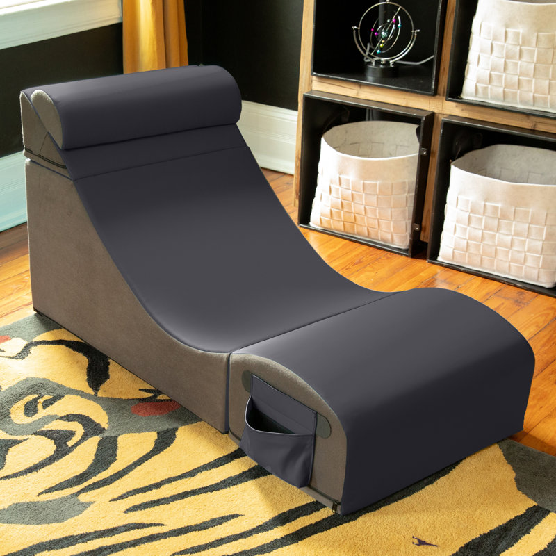 Flexx V-Tex Convertible 3 in 1 Gamer Chair, Table, & Ottoman w/ Adjustable Headrest & Pocket, Black