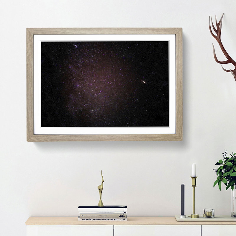 Starry Sky in Pink in Abstract - Picture Frame Graphic Art Print, Oak Framed, 48cm H x 65cm W x 2cm D