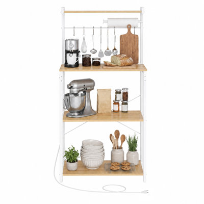 Luciano 4-Tier Kitchen Bakers Rack With Power Outlet
