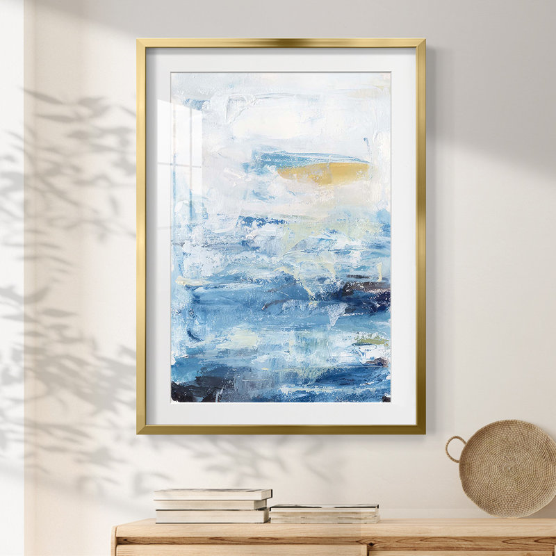 Waves on Sand I -Framed Print, 25.5" H x 17.5" W, Gold