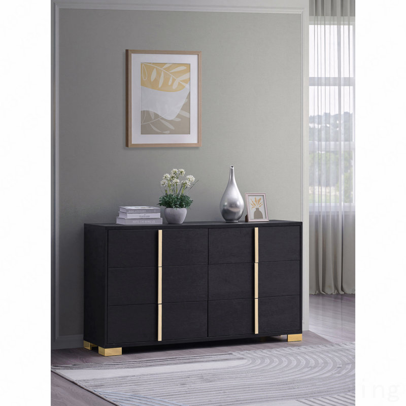 Commode 6 tiroirs, Noir