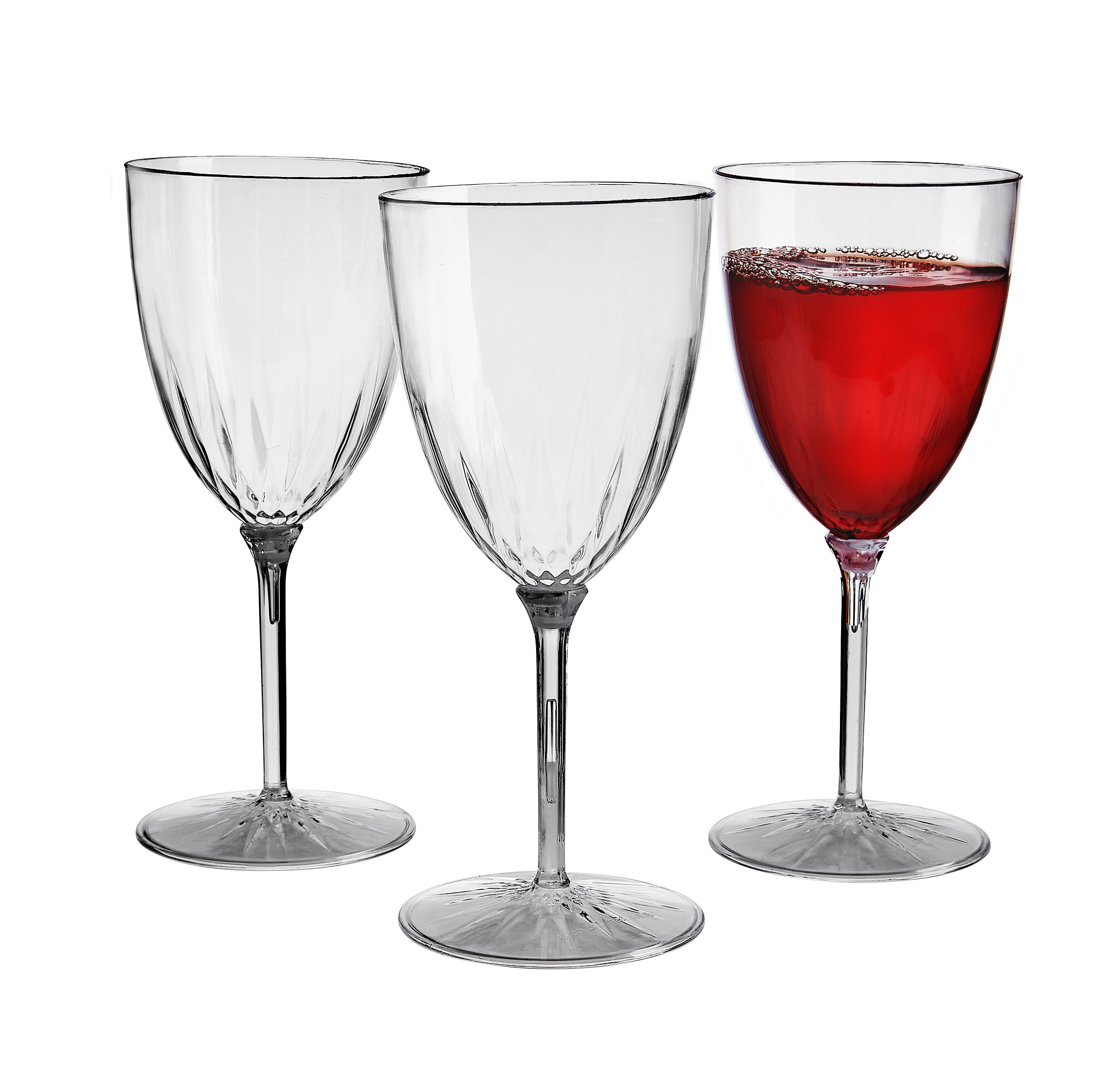 Vintage Wine Glasses Set of 6, Plastic Reusable 12