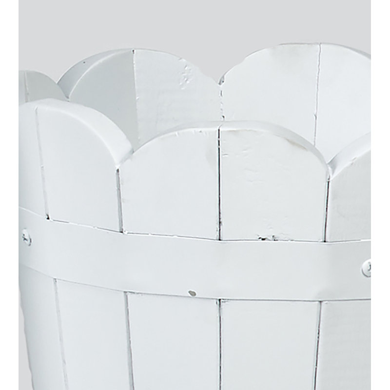Pot à fleurs en baril Padminie, Blanc, H 8 po x l 9,5 po x P 9,5 po