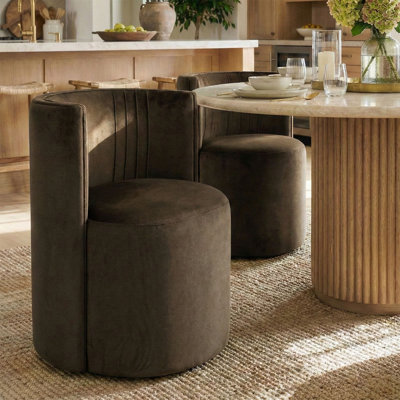 Velvet Upholstered Rolling Dining Chairs with Wheels