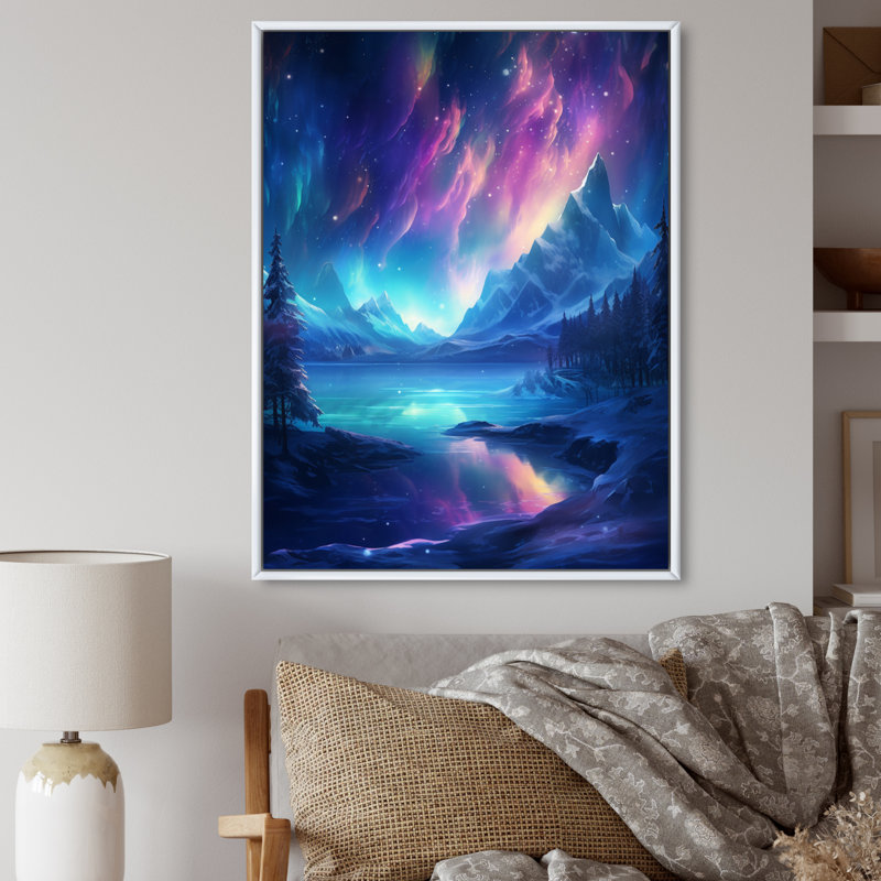 Northern Lights IV sur toile, H 32 po x l 24 po, Cadre photo argenté