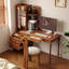 Bureau rectangulaire brun en bois massif avec 3 tiroirs-121081215