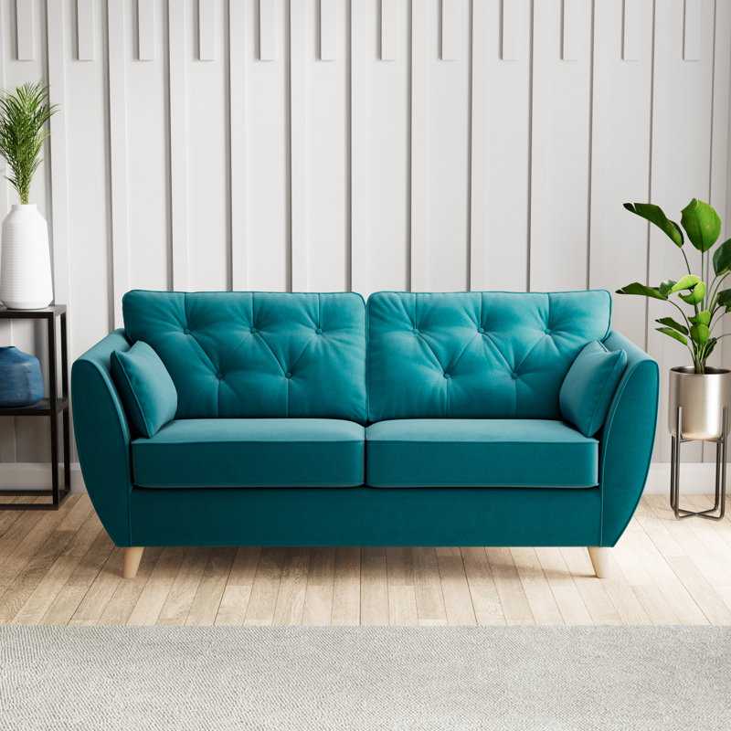 Birjesh 186Cm Fixed Sofa, Mallard, Beige Wood