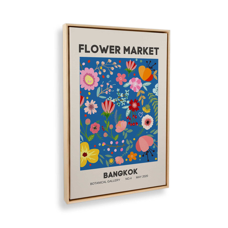 Impression sur toile encadrée, "Flower Market", H 12,75 po x l 8,75 po, Érable américain