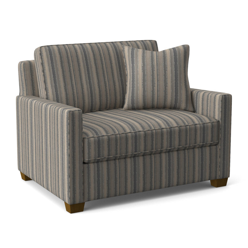 Nicklaus Upholstered 49'' Sleeper Sofa, Havana Finish, Green Performance Fabric; 0851-54, Gel Memory Foam Mattress