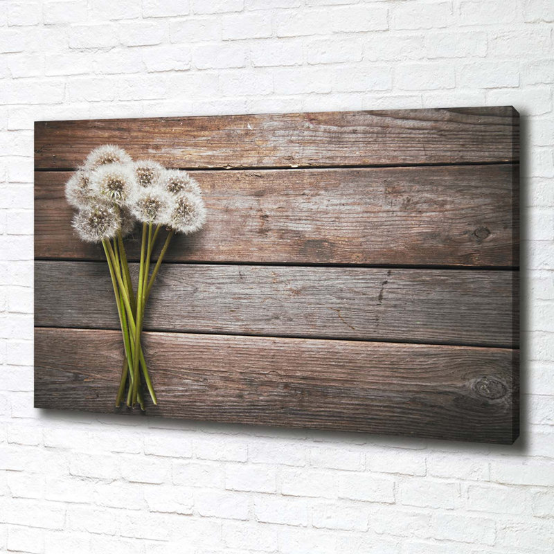 Dandelions Wood - Wrapped Canvas Print