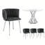 Ensemble de table de salle à manger ronde 47,2 "pour 4, 5 pièces, ensemble de table de salle à manger en verre trempé avec 4 chaises rembourrées en velours, pour cuisine, appartement-325437576-334343148-334343146