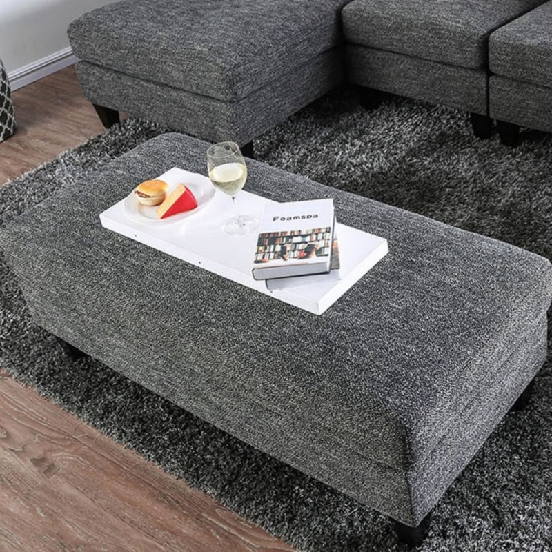 Repose-pieds de salon en tissu de chenille de style transitionnel avec repose-pieds 1 pièce
