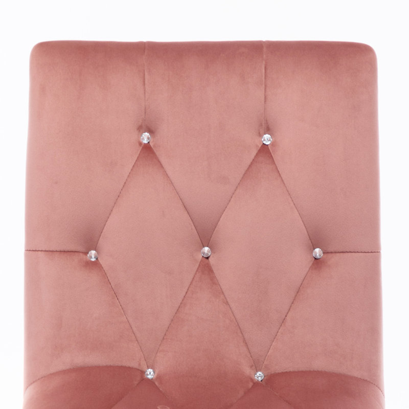 Ergonomic Velvet Armless Swivel Adjustable Height Office Task Chair, Pink