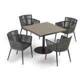 Nette and Travira Square 4 - Person 38" Long Powder Coated Aluminum Patio Dining Set