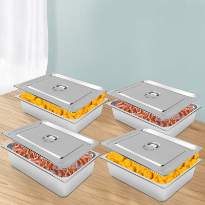 4" Stainless Steel Food Pans With Lid