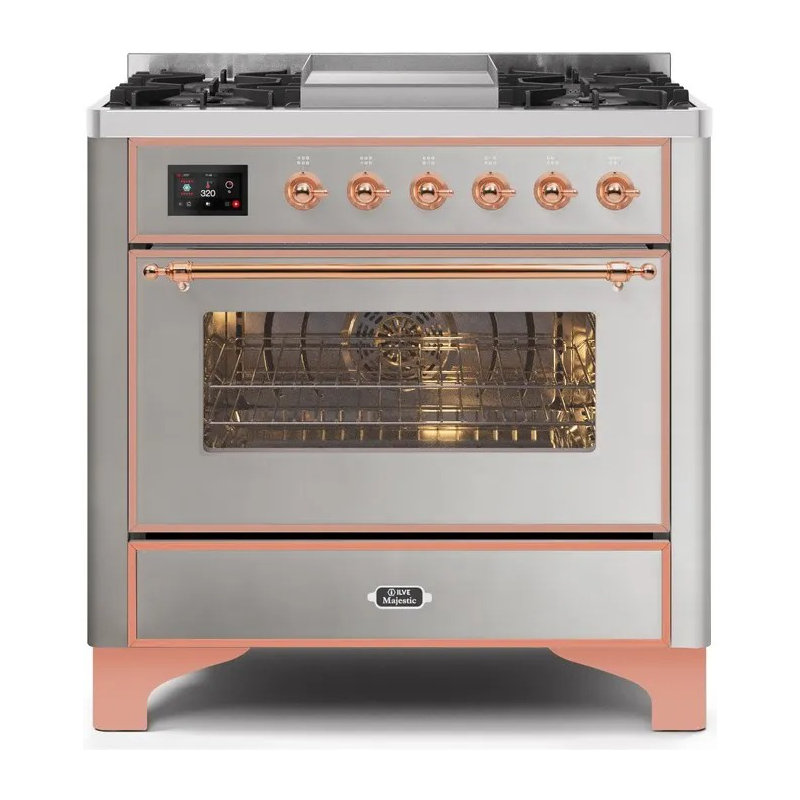 Majestic II Series 36" 3.5 cu ft. Freestanding Dual Fuel Range, Stainless Steel/Copper, Liquid Propane