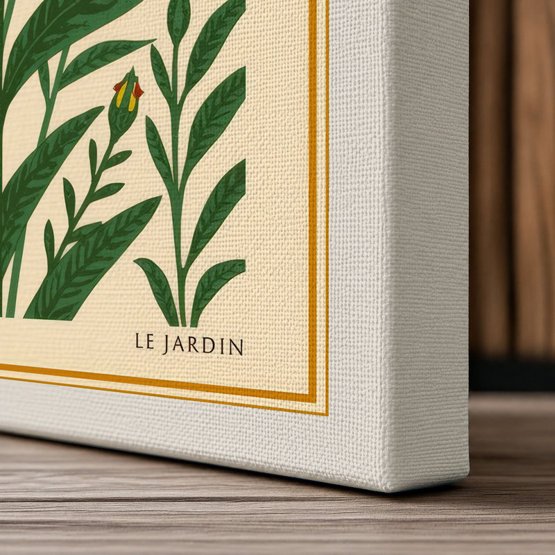 Flowering Plant Study Botanical - Wrapped Canvas, 36x24 - 91.4 x 61.0 cm, Cream Border