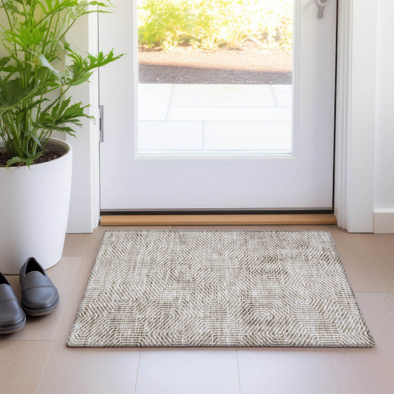 Premium Machine Washable Prisco Taupe Rug, Rectangle 1'8" x 2'6"