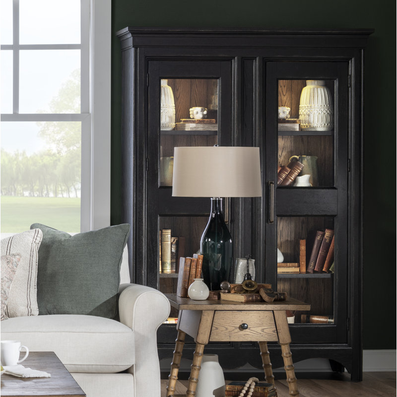 Vitrine à devant en verre avec éclairage à DEL et tablettes en bois Country Living