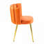 Ensemble de 2 chaises de salle à manger rembourrées en velours orange riche avec pieds en métal doré-214492708