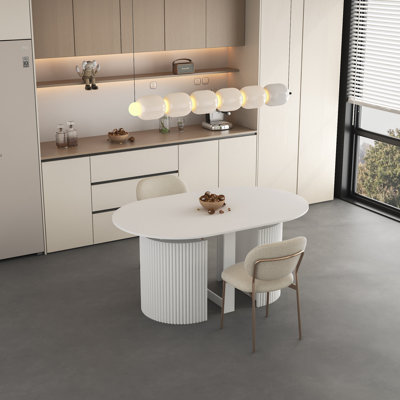 Tables de salle à manger extensibles en bois aggloméré blanc (table seulement, sans chaises, avec plateau et pieds) Cuisine moderne