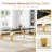 Large Dining Set, 9-Piece Modern 94" Black Tempered Glass Dining Table, 8 Velvet Chairs With Tufted Back And Nailhead Trim, Mirror Stainless Steel Legs-1570863488-1570863503-1570863494