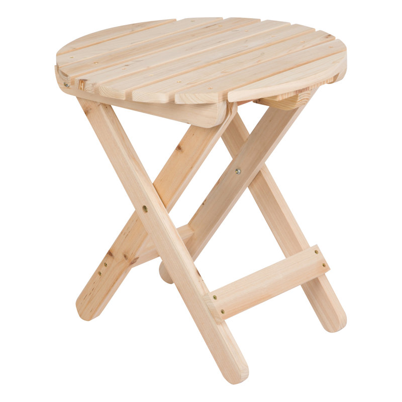 Brently Assembled Folding Round Outdoor Side Table, Natural