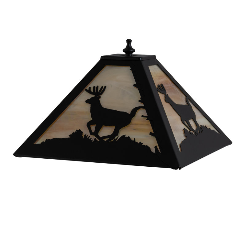 Abat-jour carré en verre beige / noir H 6,5 po x l 16 po (à visser)