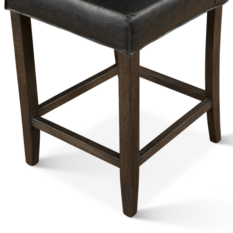 Tabouret de comptoir Castile, Cuir - Noir