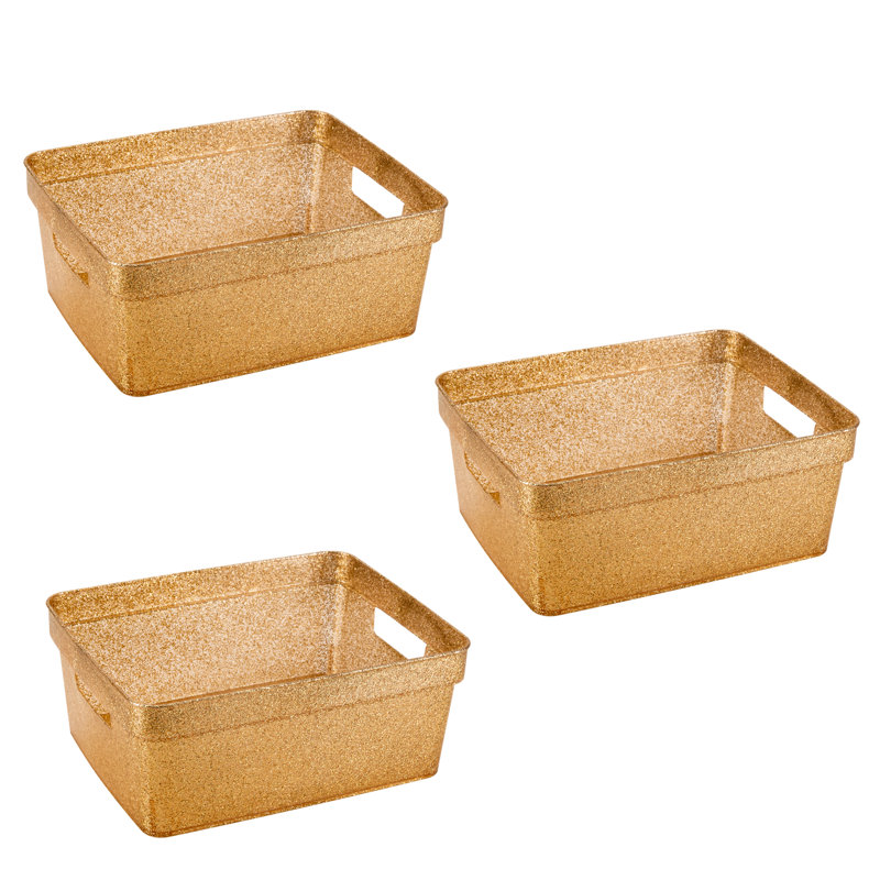 Ensemble de 3 bacs en plastique Everly Quinn, Or