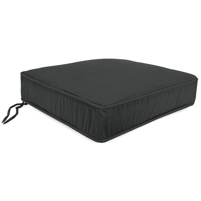 22.5" x 22.5" Outdoor Deep Seat Cushion with Ties and Welt, Canvas Charcoal