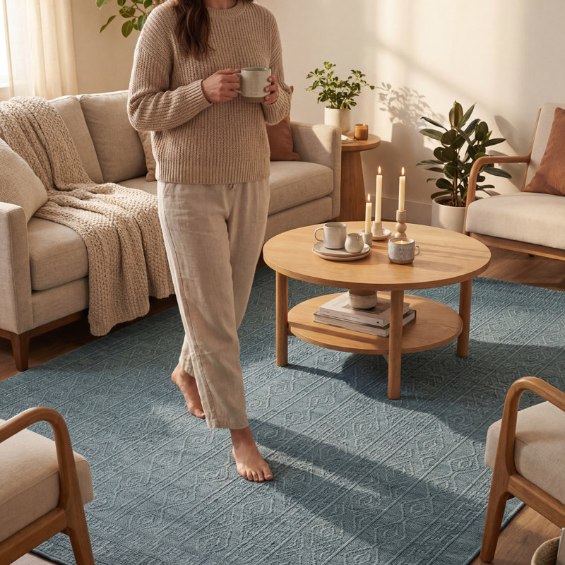  Anessae Indoor/Outdoor Contemporary Area Rug, Light Blue, Runner 2'6" x 8'