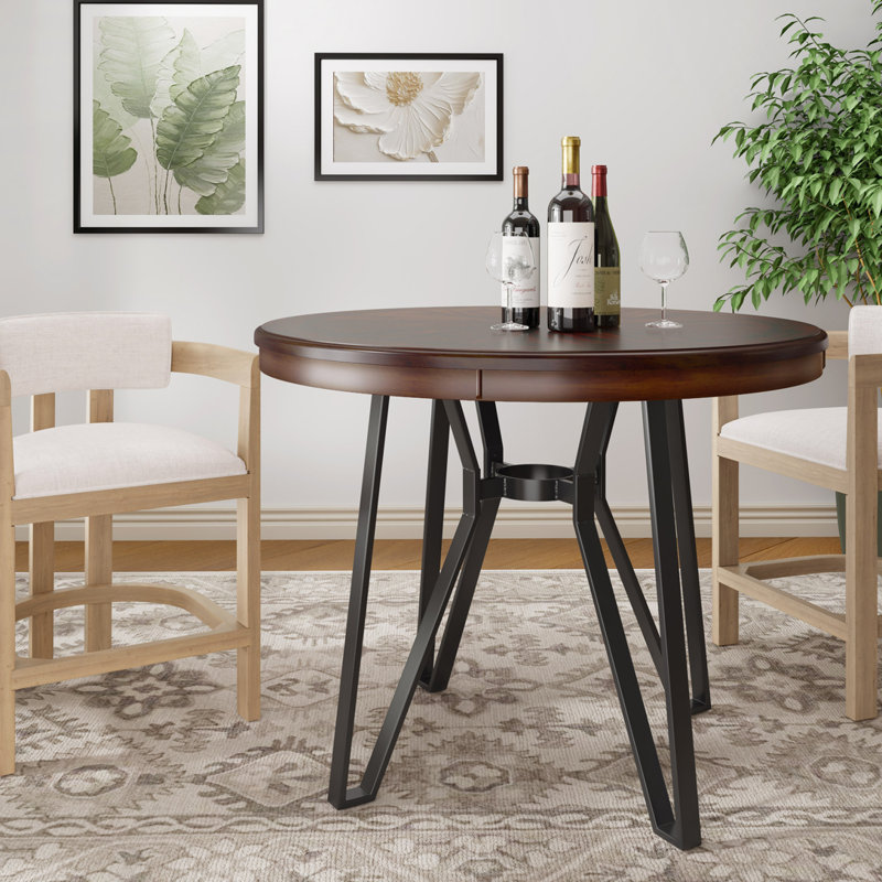 Table de salle à manger ronde, Brun, 30 po H x 46,85 po L x 46,85 po l