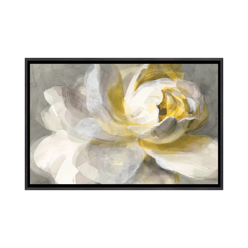 «Abstract Rose» par Danhui Nai - reproduction d'art, Toile avec cadre noir patiné, Aucun mat, H 26 po x l 40 po x P 1,5 po