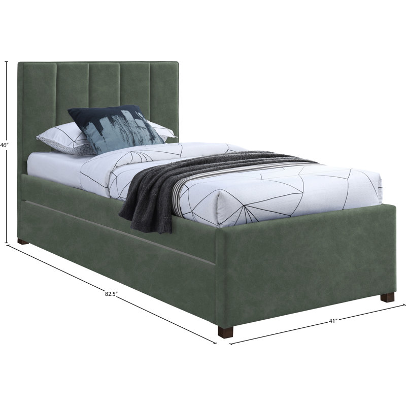 Upholstered Panel Bed, Green