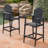 Outdoor Acacia Wood Adirondack Barstools, Set Of 2, Dark Gray, Durable And Stylish For Patio And Garden Use
