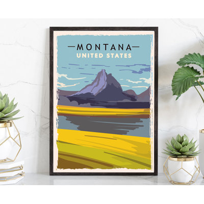 Montana Retro Style State Travel Poster, Vintage Unframed Print, Home and Office Wall Art