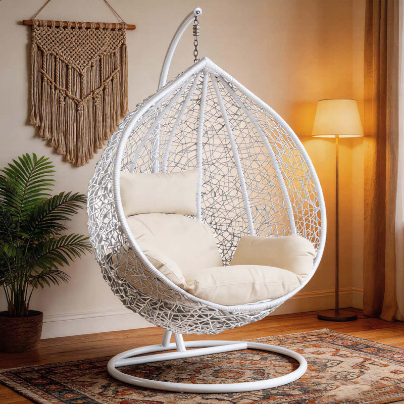 Naperon Garden Swing Chair with Stand, White