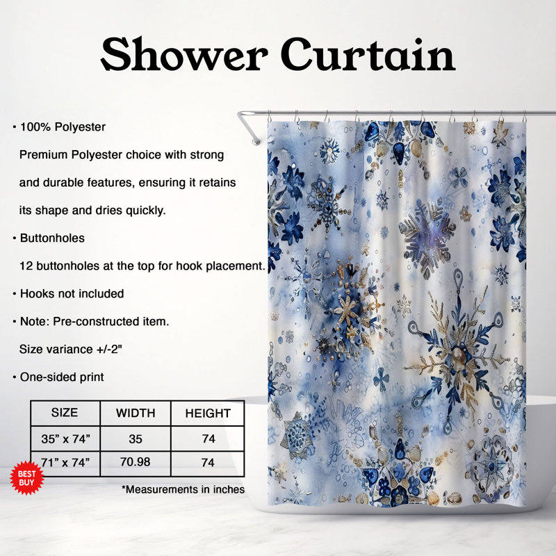 Crisp Blooms - Premium Shower Curtain, 74"H x 71"W