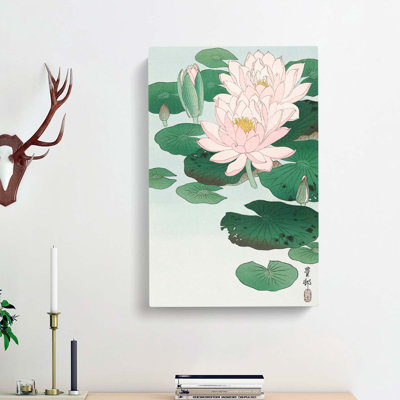 Pink Water Lilies by Ohara Koson - Wrapped Canvas Painting