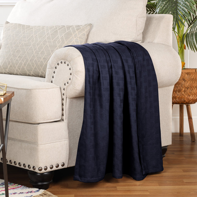 Cian Basket Weave Blanket Size: Twin / Twin XL, Color: Navy Blue