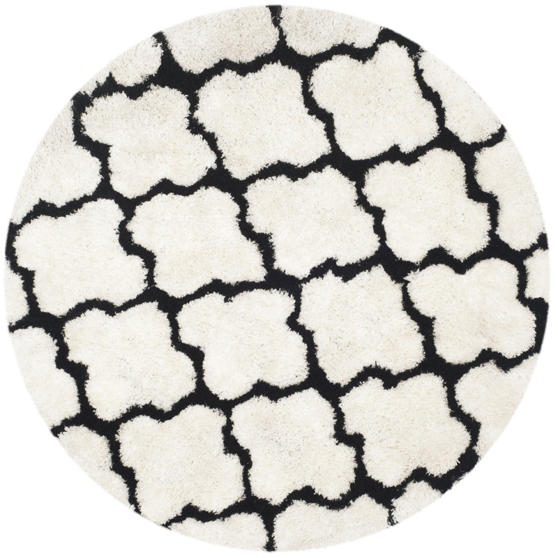 Rozanne Shag Hand Tufted Performance Geometric Rug, Round 5'