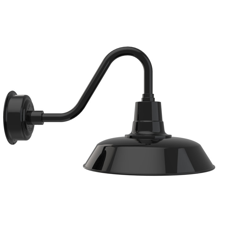 Lampe col de cygne extérieure, Noir, H 14,37 po x l 16 po x P 24,25 po