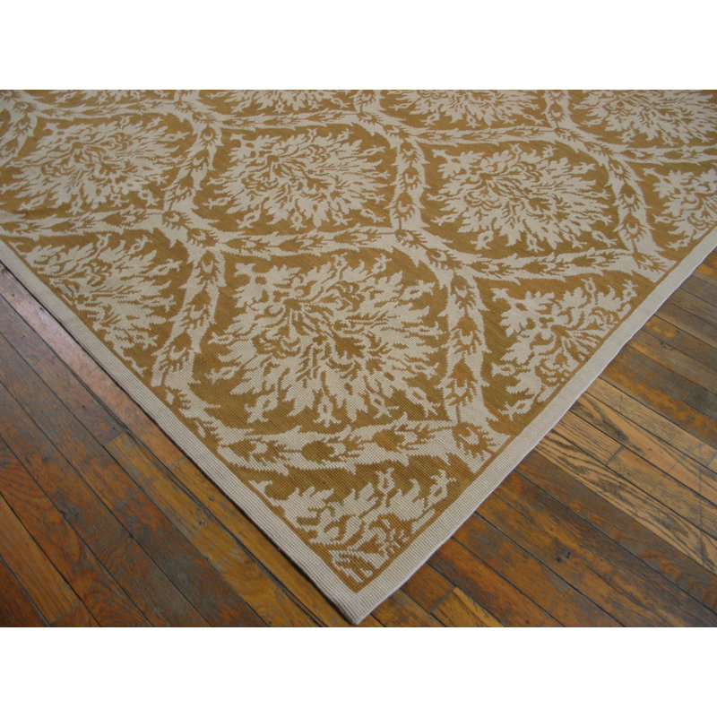 Flatweave Wool Floral Area Rug