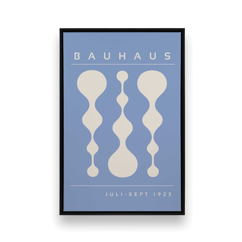 «Blue Retro Bauhaus», affiche sur toile encadrée, H 36,75 po x l 24,75 po x P 1,75 po, Noir satiné