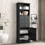 Grande armoire de rangement noire avec 3 tiroirs et tablettes réglables pour la salle de bain-389225788