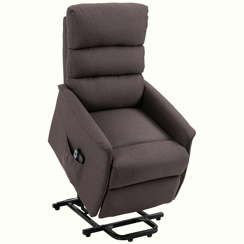 Fauteuil en tissu avec télécommande, Brun, Motorisé - Télécommande, Oui
